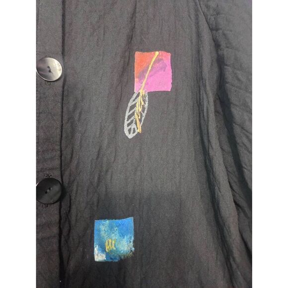 VTG Odile Cotton Eclectic Grandma Art To Wear Hand Painted Jacket Sz. XL - Picture 8 of 9